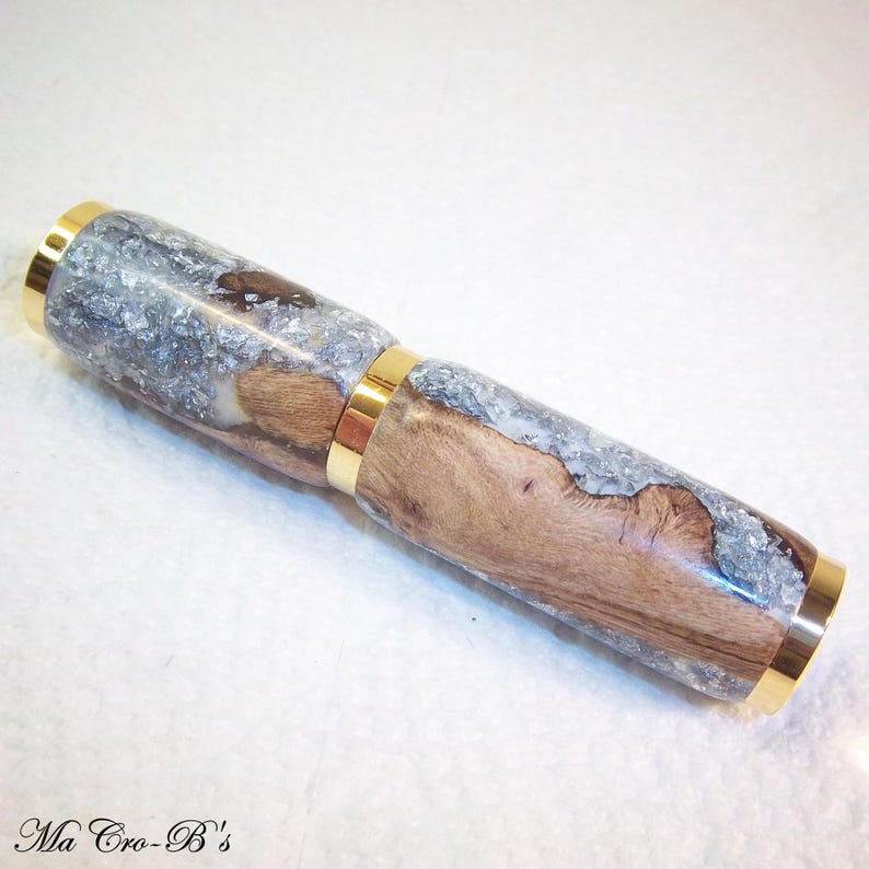 Handmade Refillable Perfume Atomizer | Silver Flaked Grapevine, Gold Trim Travel Ready Fragrance Sprayer bild 9