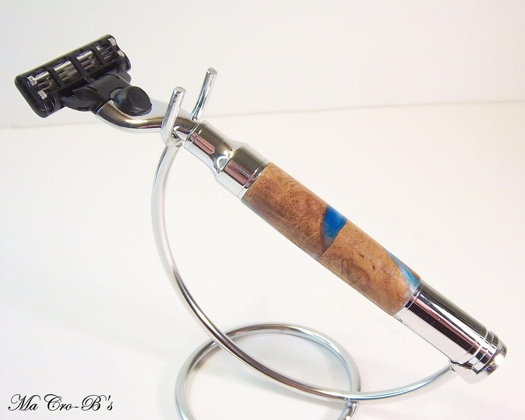 Magnum Razor Handle Gillette Mach3 Style Magnum Razor Handle Featuring Blue Sapphire Epoxy ...