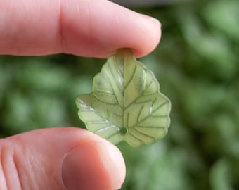 Frosted Acrylic Leaf Beads 25mm Long, Lightweight Semi Translucent, Pretty Green Color for Fall, Great for Earrings and Other DIY