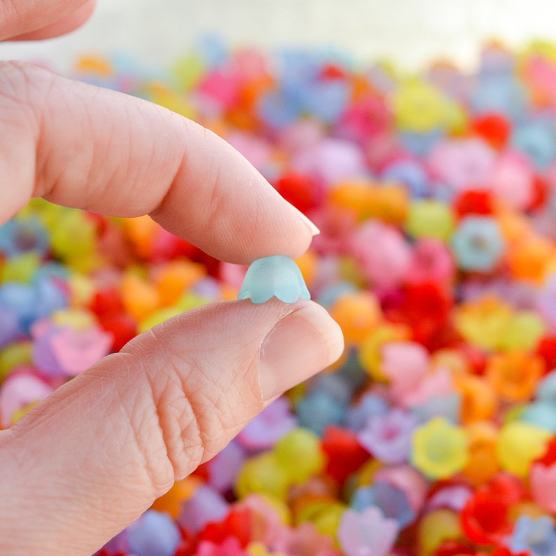 7x10mm Frosted Round Bell Flower Beads in Bright Colors | Etsy