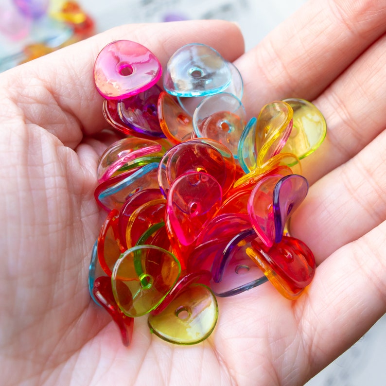 15x5mm Wavy Disc Beads in Transparent Acrylic Colorful Mix of Etsy