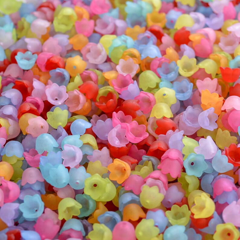 7x10mm Frosted Round Bell Flower Beads in Bright Colors | Etsy