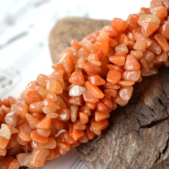 Red Aventurine Small Chip Beads Peach Orange colored gemstone nugget beads natural undyed stone beads