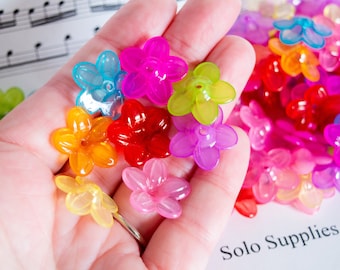 6.5x21mm Colorful Flower Beads, Shiny Finish, Semitransparent Milky Colors, For Jewelry Making and Craft Projects,  DIY Necklace Gift Making