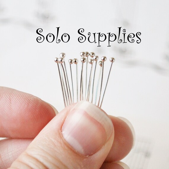 50 Ball Headpins in Shiny Silver Color, 23 gauge pin 35mm long with 1.5mm Round Head, For DIY Jewelry and Craft Projects, Bendable Pins