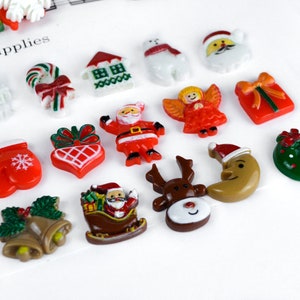 Mixed Christmas Themed Resin Cabochons, Fun and Colorful Holiday Inspired Flatbacks for Decorating DIY Gifts, Ornaments, Jewelry and More image 5