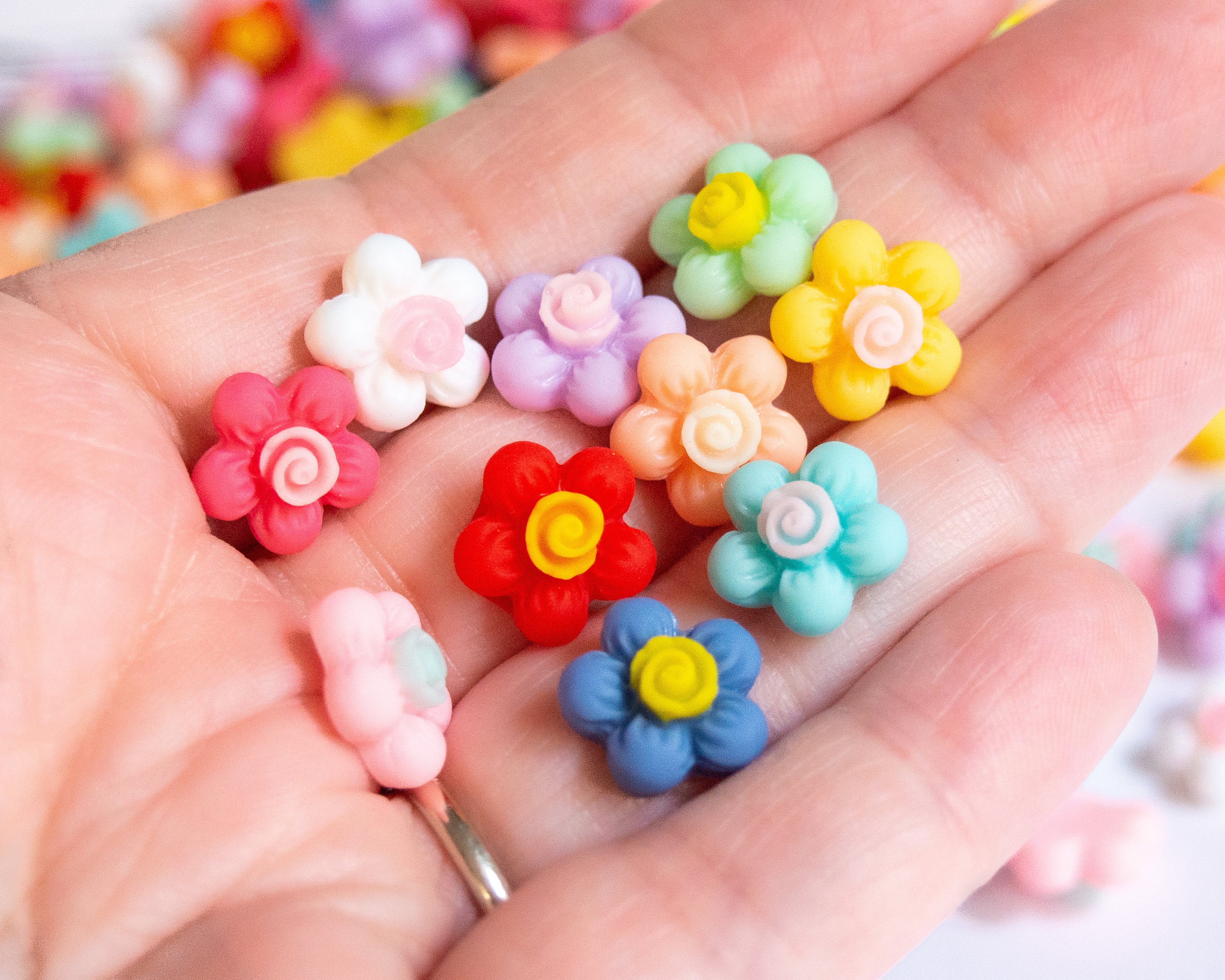 Transparent Mix 13mm Flower Pony Beads (250pcs)