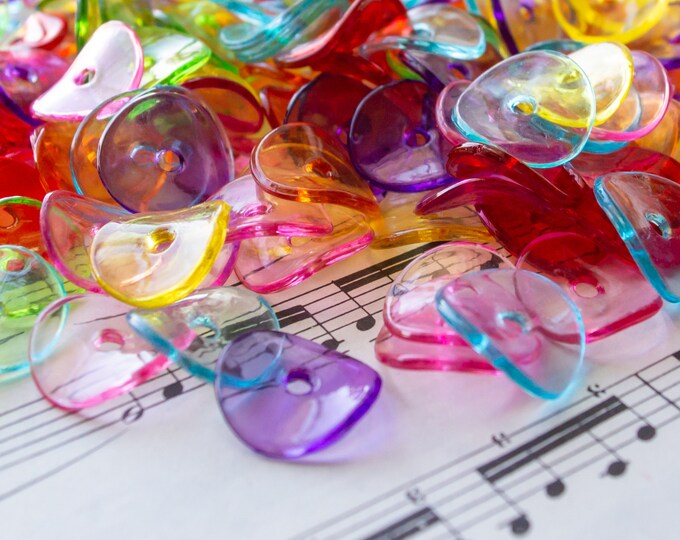 15x5mm Wavy Disc Beads in Transparent Acrylic, Colorful Mix of Nestable