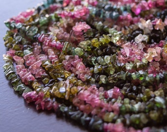 Multi-Tourmaline Mini-Chip Beads, Gorgeous High Quality Pink Green Black and More Rainbow of Natural Undyed Tourmaline Tiny Chip Beads