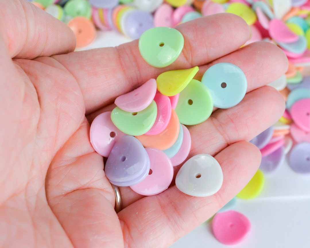 15x5mm Wavy Disc Beads in Pastel Colors, Acrylic, Fun Mix of Nesting