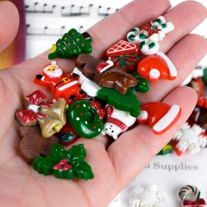 Mixed Christmas Themed Resin Cabochons, Fun and Colorful Holiday Inspired Flatbacks for Decorating DIY Gifts, Ornaments, Jewelry and More image 3