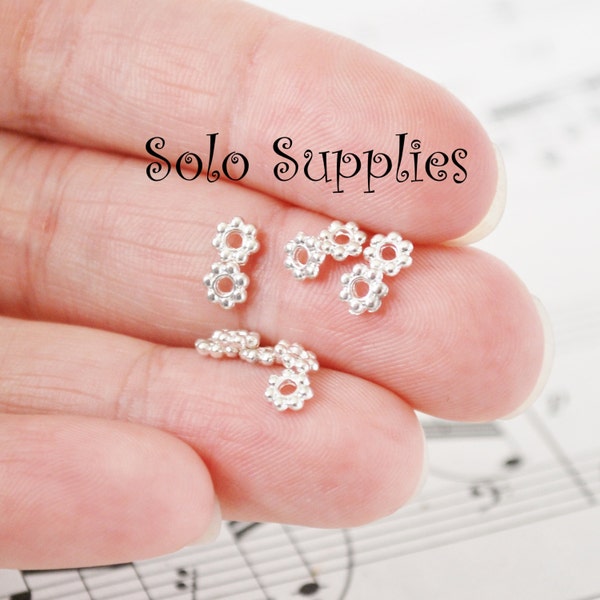 4.5x1mm Daisy Spacer Beads in Shiny Silver