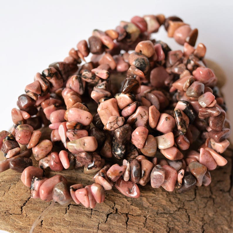 Rhodonite Chip Beads Earthy Mauve Grey Tan Patterned Gemstone - Etsy
