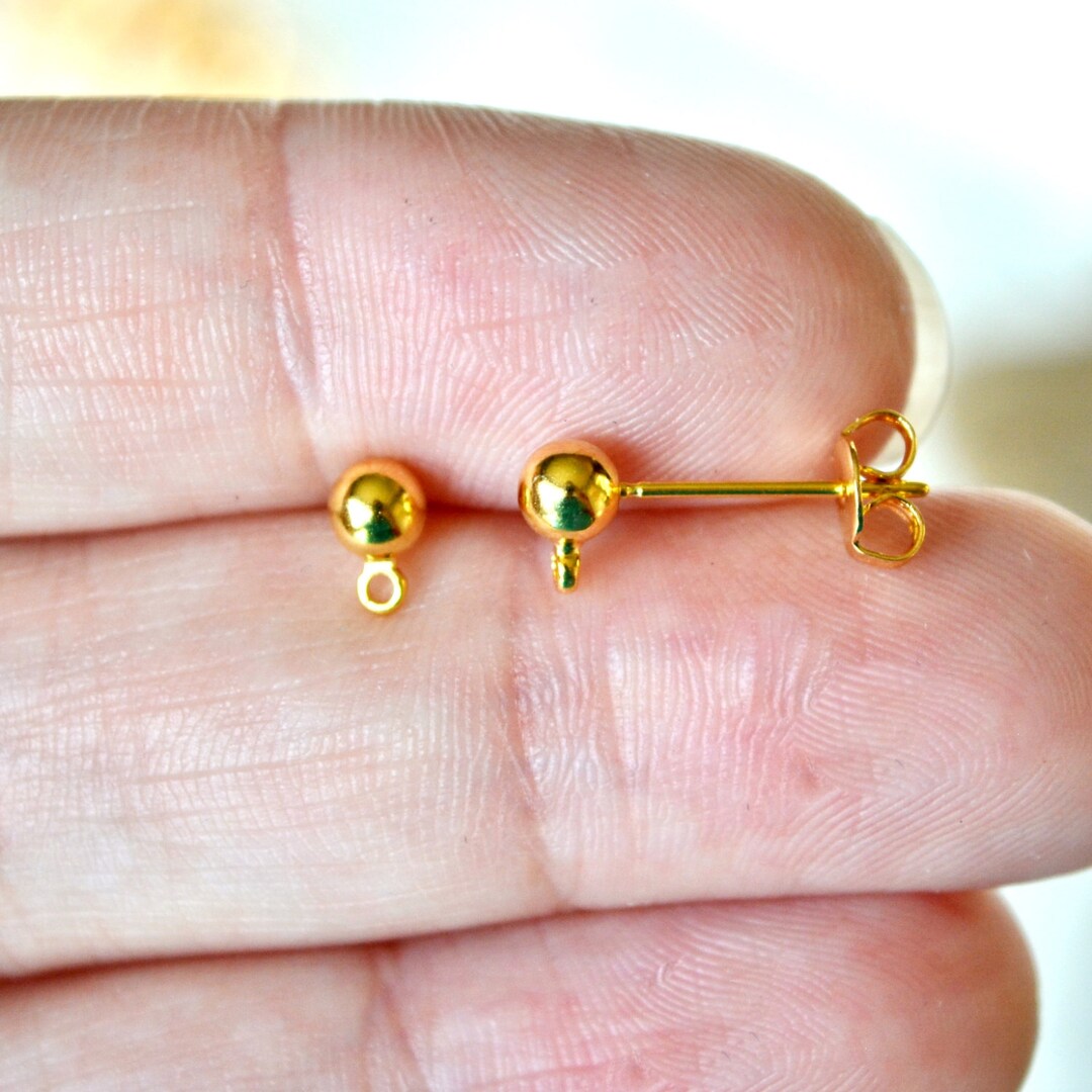 Gold Plated Stud Earring Findings With Gold Plated Backs and Etsy