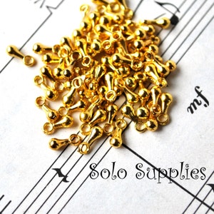 30 Tiny Weight Shaped Charms in Shiny Gold Color, Small Dangles for Chain Ends and Necklace Extenders, Chandelier Earrings, DIY Jewelrymaker image 2