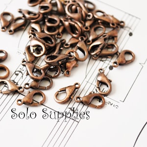 Lobster Claw Clasps in Antiqued Copper Color Choose 10mm, 12mm, or 14mm long