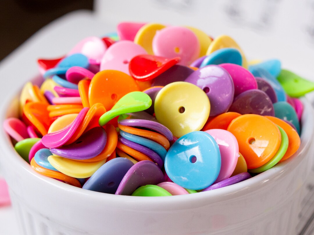 15x5mm Wavy Disc Beads in Colorful Acrylic, Fun Mix of Nesting Beads