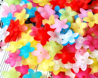 50 Pc 16mm Wide Flattened Frosted Flower Beads