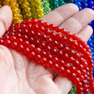 6x6.5mm Red Crackle Glass Beads, 30 Inch Strand, 130 Beads, Beautiful Sparkly Crazed Inside Smooth Outside Rounded Beads