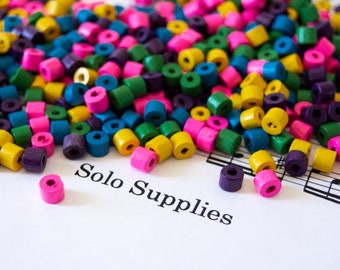 Colorful Wooden Tube Beads: 4x5mm Painted Barrel Beads for Macrame