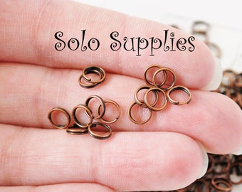 6mm Antiqued Copper Split Rings, Choose your Quantity, Strong Secure Spring Shaped Jump Ring Fasteners for Jewelry and Craft Projects