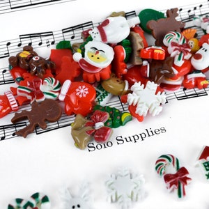 Mixed Christmas Themed Resin Cabochons, Fun and Colorful Holiday Inspired Flatbacks for Decorating DIY Gifts, Ornaments, Jewelry and More image 4