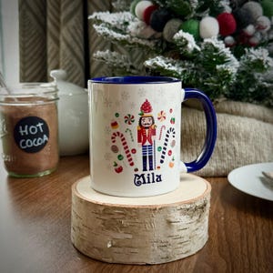 Nutcracker Christmas Mug – Festive Holiday Cocoa Cup with Candy Canes, Peppermints & Snowflakes