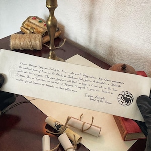 Carta manuscrita de Tyrion Lannister a Jon Snow de Juego de Tronos con sello de la Casa Targaryen, arte de pared literario, DESCARGA DIGITAL