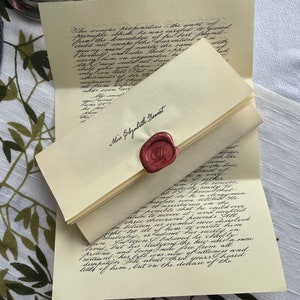 Carta manuscrita del señor Darcy a Elizabeth Bennet Réplica completa de Orgullo y prejuicio Regalo literario de Jane Austen
