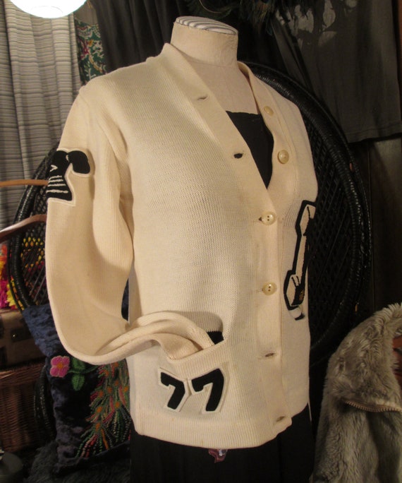 Vintage Letter Sweater 70s vintage Chenille E Deb… - image 4