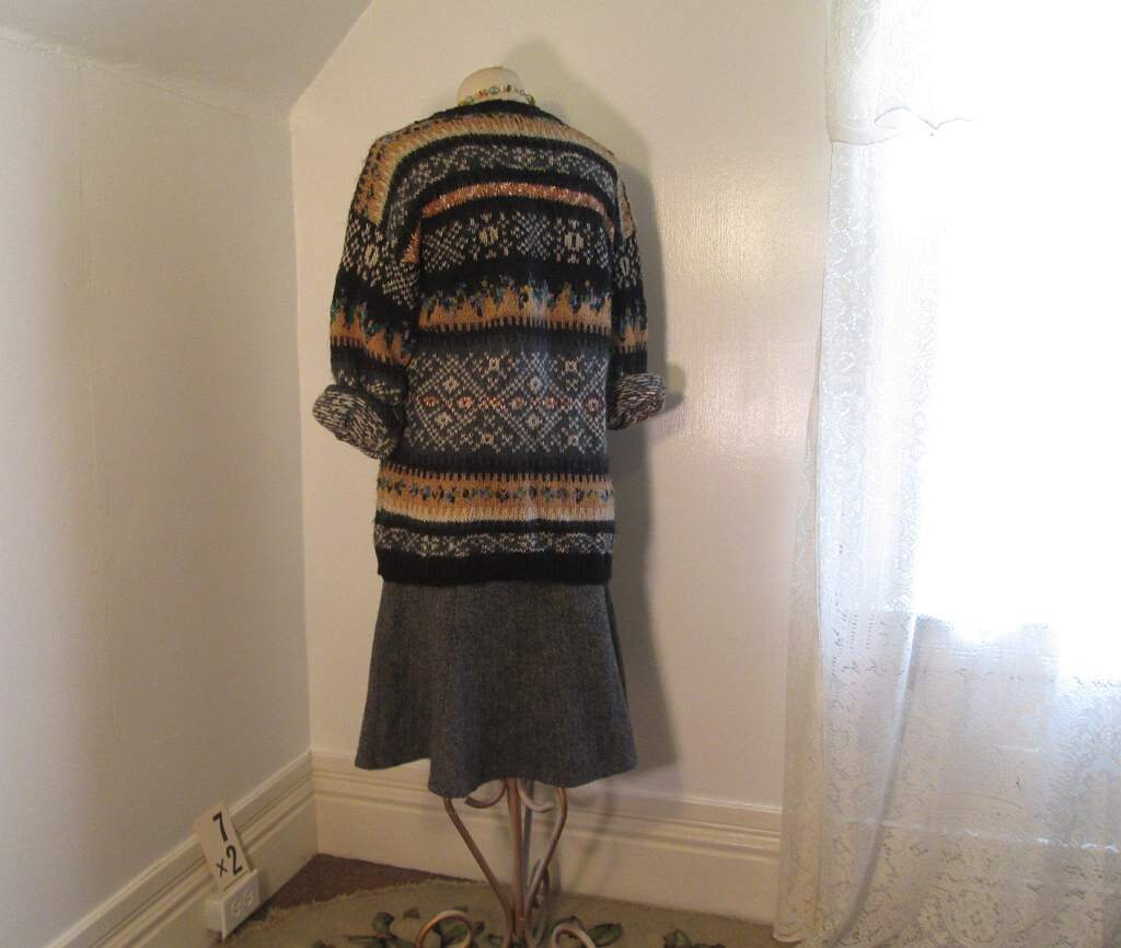 Vintage Mohair Sweater 80s Fair Isle Pattern Oversize Mohair 