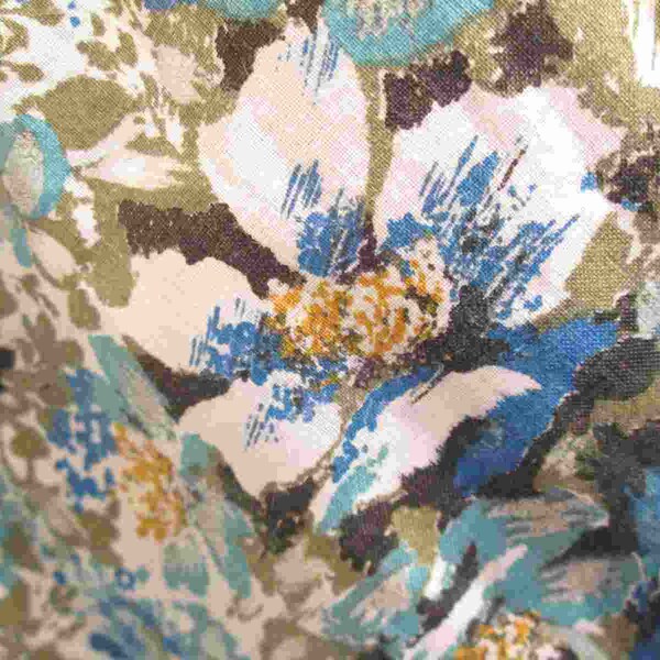 Wild Blue Roses Vintage 50s Fabric Turquoise and Blue floral print Cotton material Bronze metallic 6 yds 36" wide