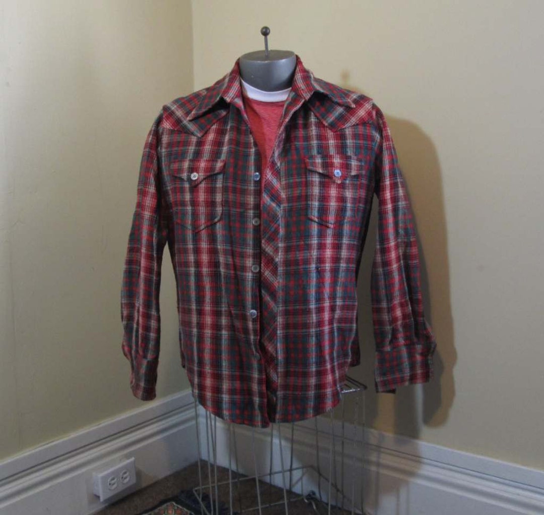 Tartan Plaid Shirt Vintage 50s Shirt Wool Plaid 50s Cowboy - Etsy