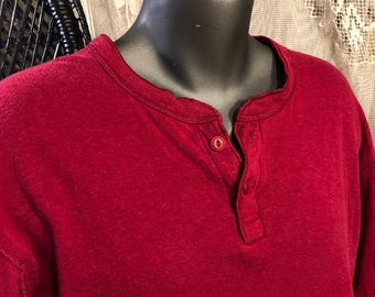 LL Bean River Driver anni '80 Vintage Maglia termica in cotone e lana Canottiera rossa M L