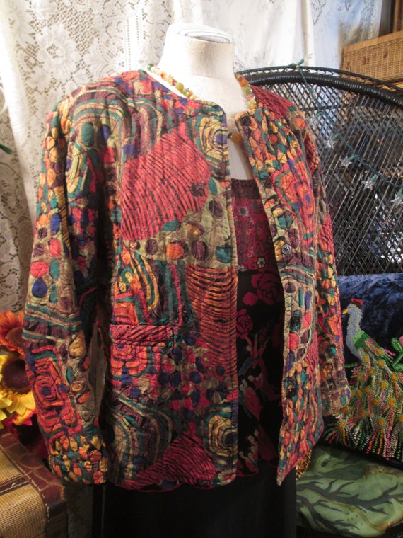 Black Modern print 90s PHOOL Quilted Vintage Jacke