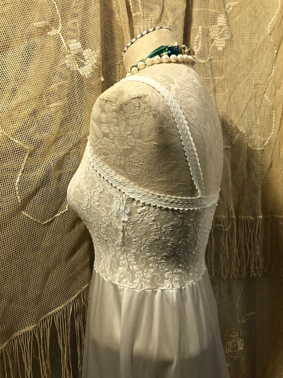 Vintage sheer stretch lace nightgown Sleeveless s… - image 4