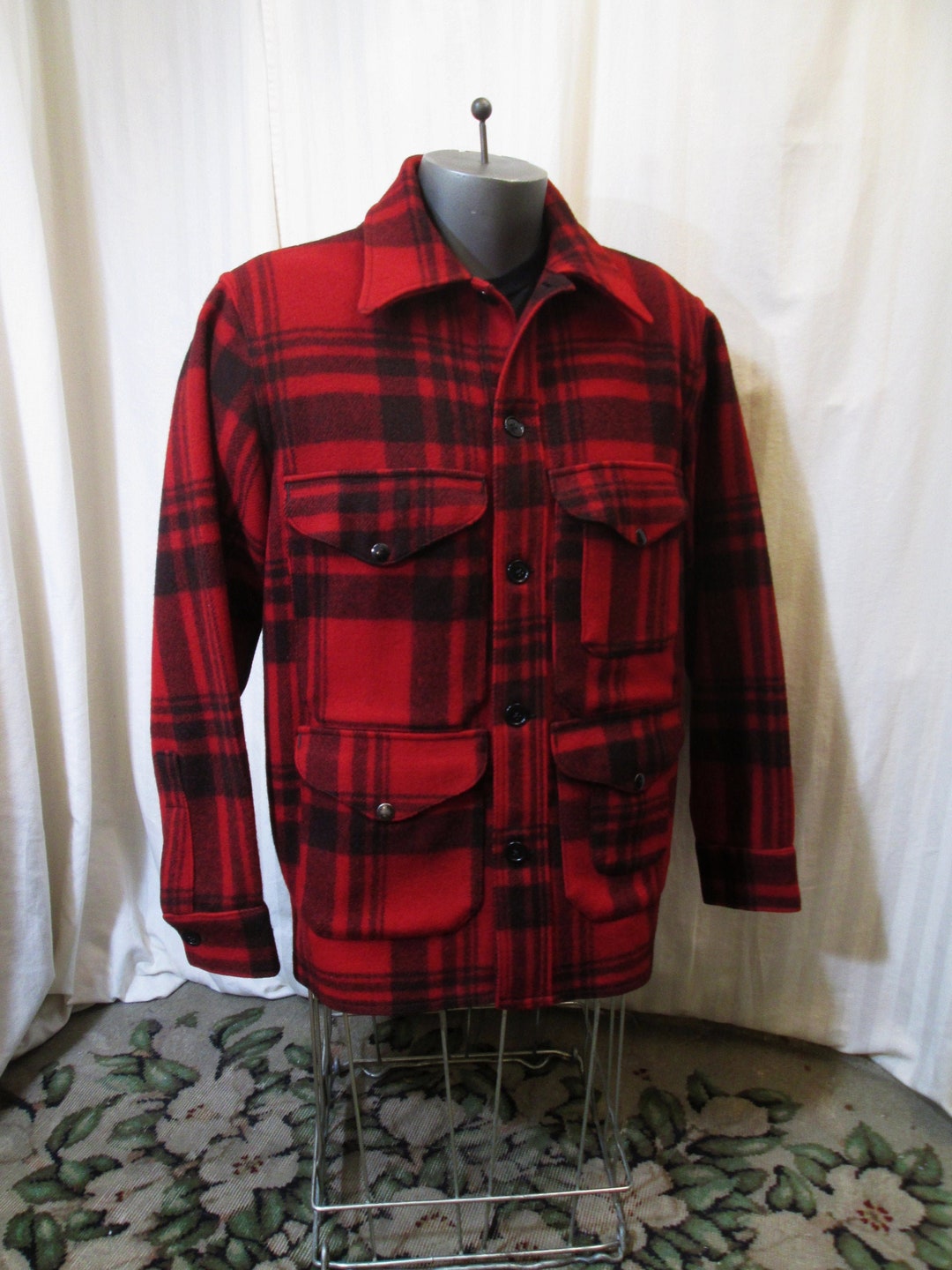 Black Bear Vintage 50s Hunting Jacket Union Made Black and Red