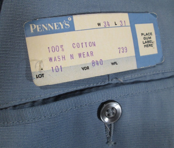 Vintage Penneys 60s Trousers NOS Blue slim cut ta… - image 9