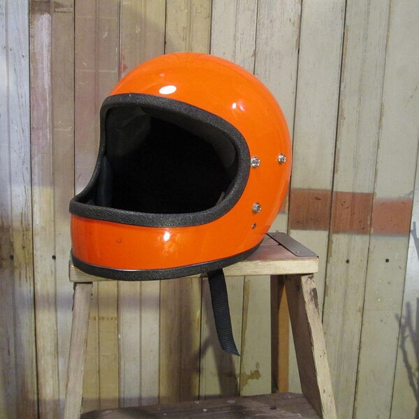 70s Orange Monarch vintage Motorcycle Helmet
