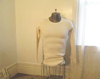Duofold Thermal Cotton 80s Vintage Thermal shirt cotton waffle knit cream Long Johns cotton thermal undershirt S M