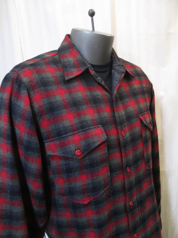 Shadow Plaid Vintage Pendleton shirt Red and gray plaid shirt | Etsy