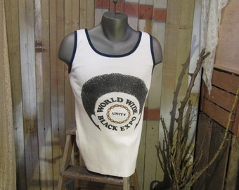 Black Afro Vintage 70s tank top Black Lives Matter Afro World Wide Black Expo T shirt 73  Tank top cotton tshirt M