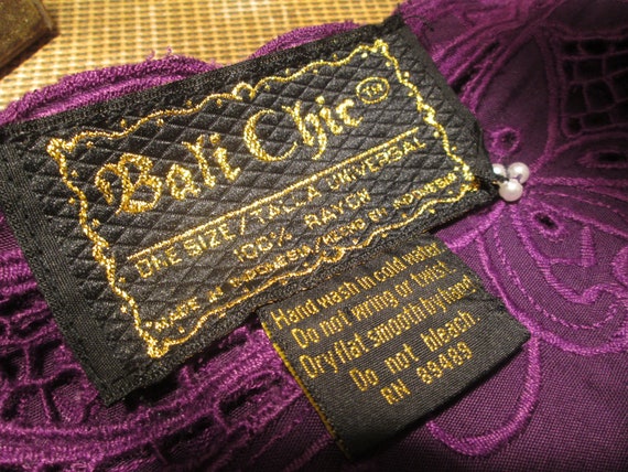 Boho Purple Embroidery cutwork top Vintage Floral… - image 5