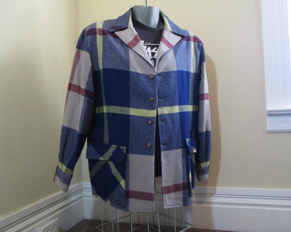 Vintage 40s Wool Plaid Jacket Canada Chalet plaid