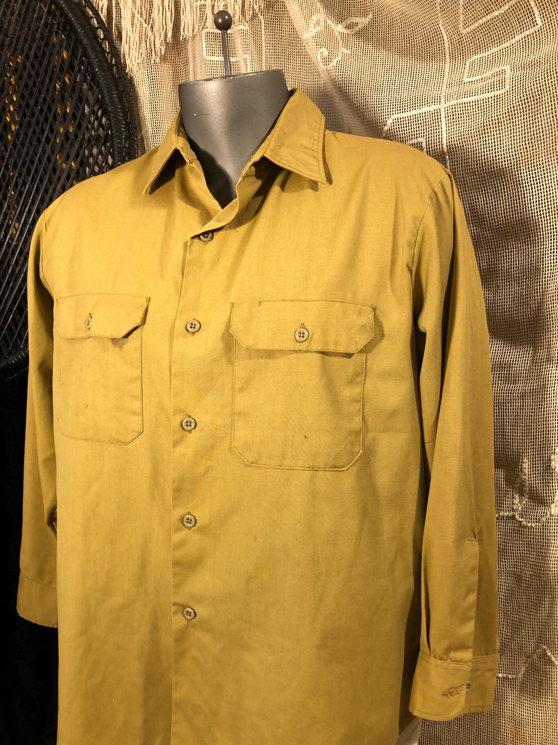 Big Mac 60s Vintage Mustard Gold Work Shirt Penneys Workwear 
