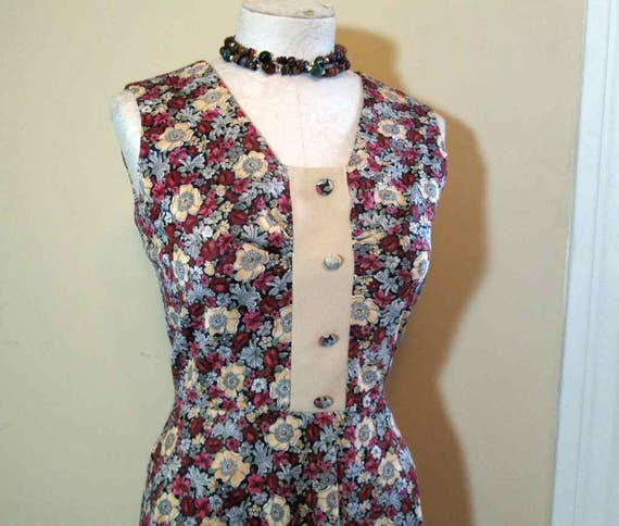 Cute Calico 70s Print dress Floral calico vintage… - image 1