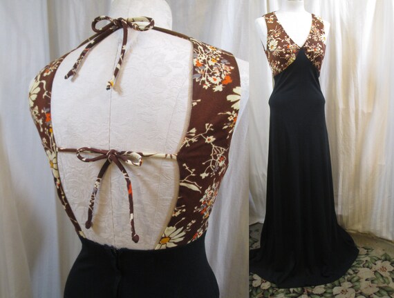 70s Open back Vintage Halter Dress Wildflower Dais