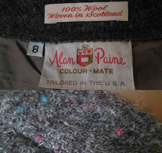 Charcoal Tweed Wool skirt 60s vintage Wool Tweed … - image 3