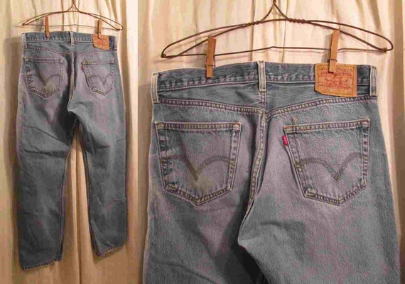 Distressed and faded 90s vintage 501 Levis button… - image 5