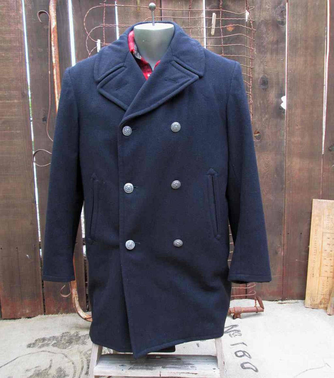 Navy Peacoat Vintage Military Pea Coat eagle buttons 60s Navy Etsy